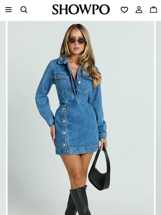 Showpo. Dresses & Skirts - Showpo. Washed Blue Denim Mini Shirt Dress